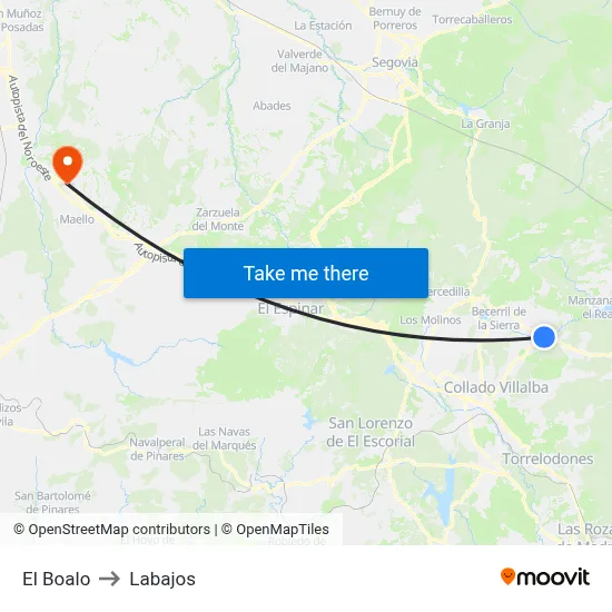 El Boalo to Labajos map