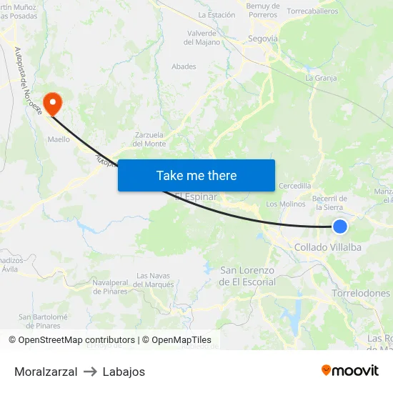 Moralzarzal to Labajos map