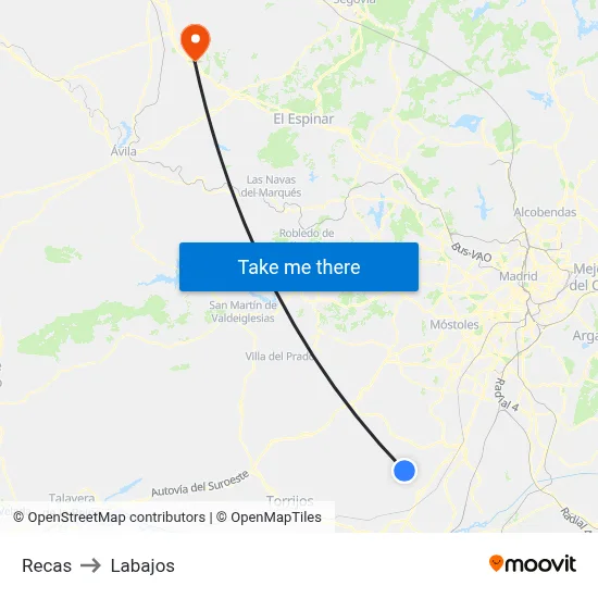 Recas to Labajos map