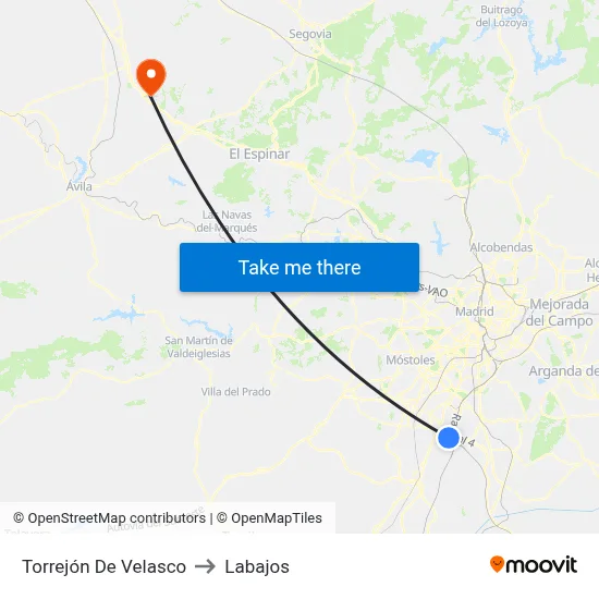 Torrejón De Velasco to Labajos map
