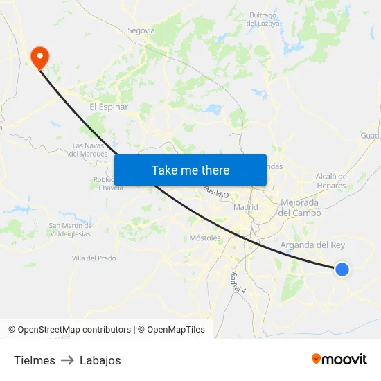 Tielmes to Labajos map