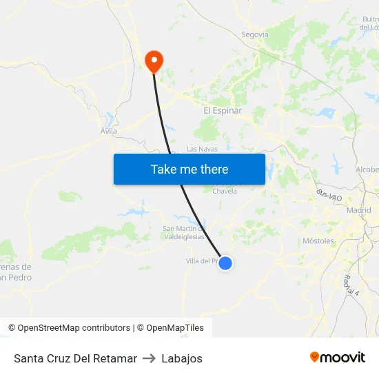 Santa Cruz Del Retamar to Labajos map