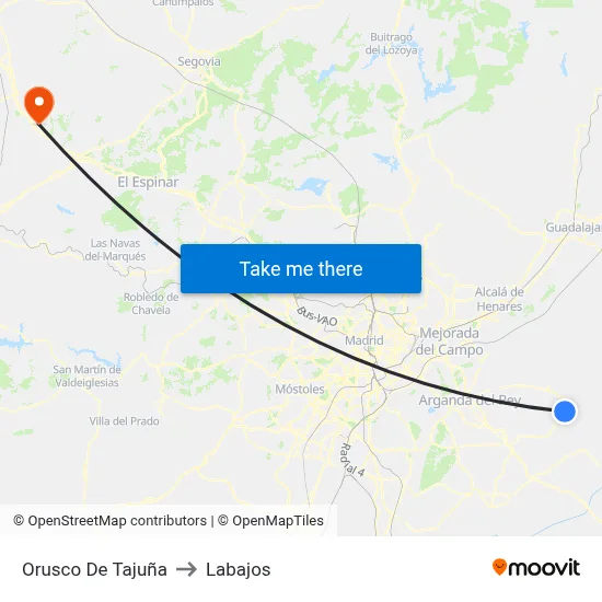 Orusco De Tajuña to Labajos map