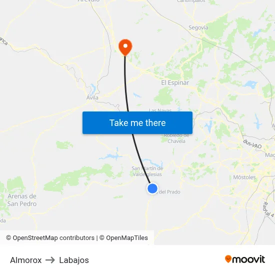 Almorox to Labajos map