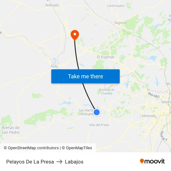 Pelayos De La Presa to Labajos map
