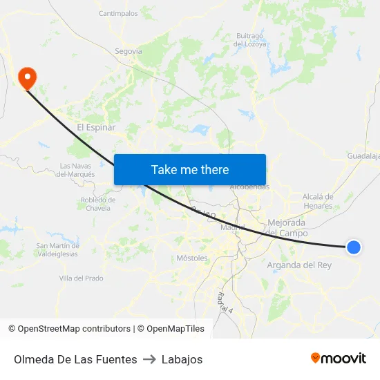 Olmeda De Las Fuentes to Labajos map