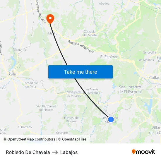 Robledo De Chavela to Labajos map