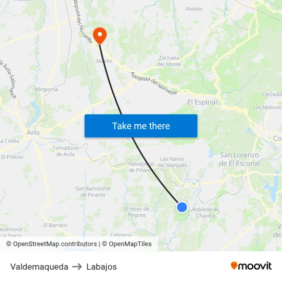 Valdemaqueda to Labajos map