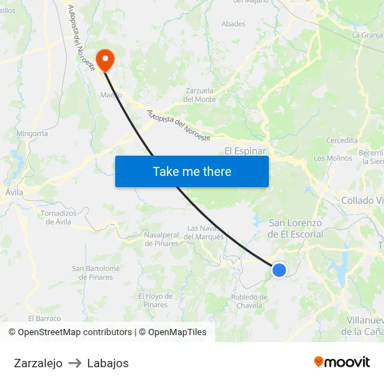 Zarzalejo to Labajos map
