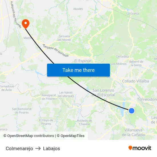 Colmenarejo to Labajos map