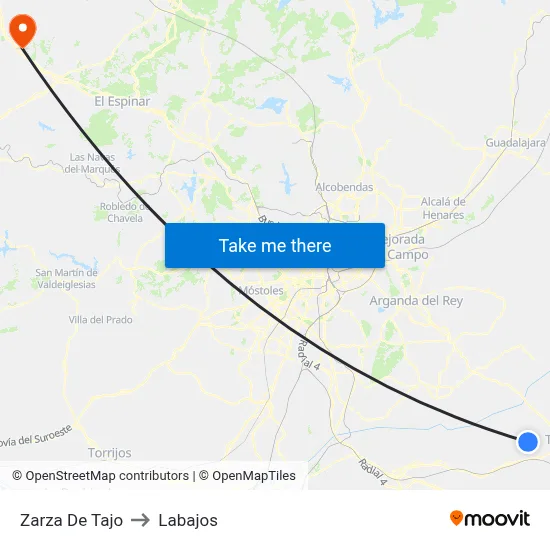 Zarza De Tajo to Labajos map