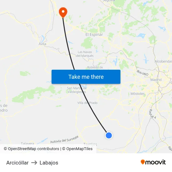 Arcicóllar to Labajos map