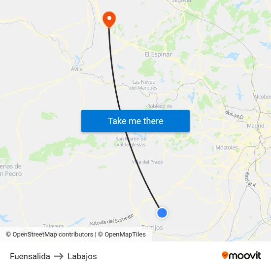 Fuensalida to Labajos map