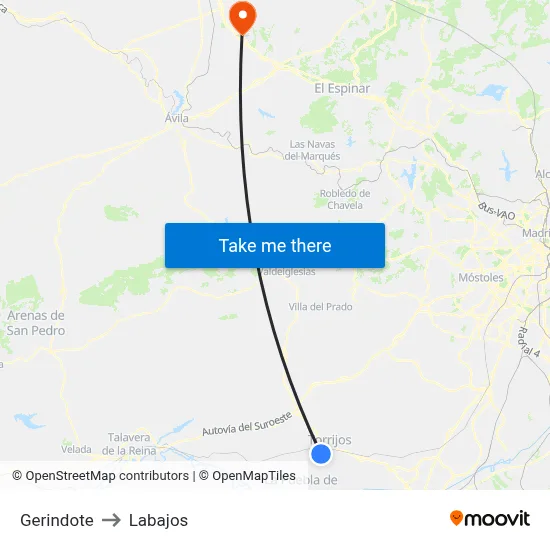 Gerindote to Labajos map