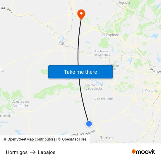 Hormigos to Labajos map