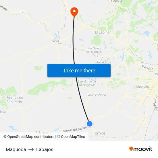 Maqueda to Labajos map