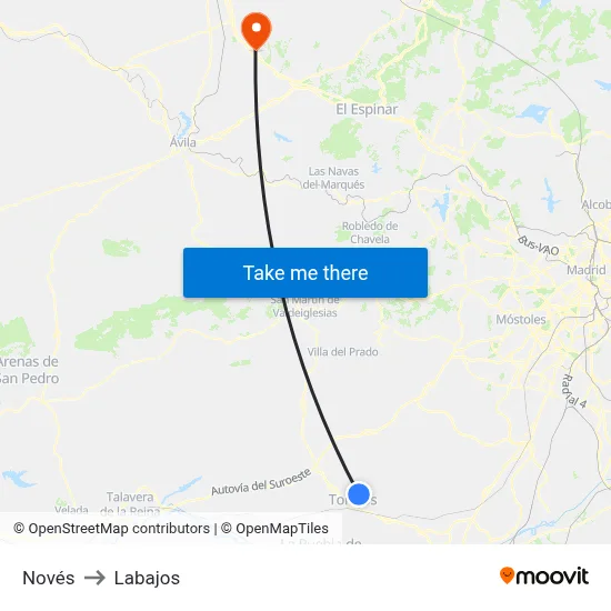 Novés to Labajos map