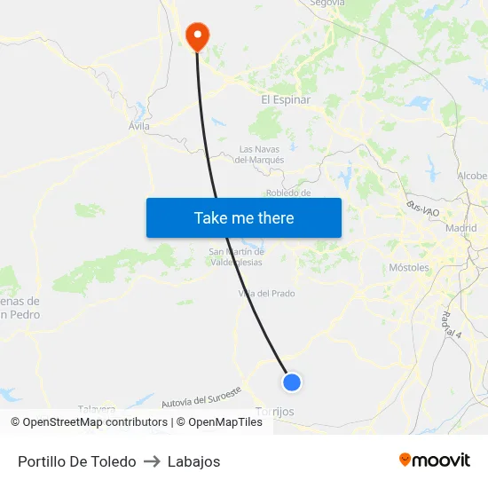 Portillo De Toledo to Labajos map