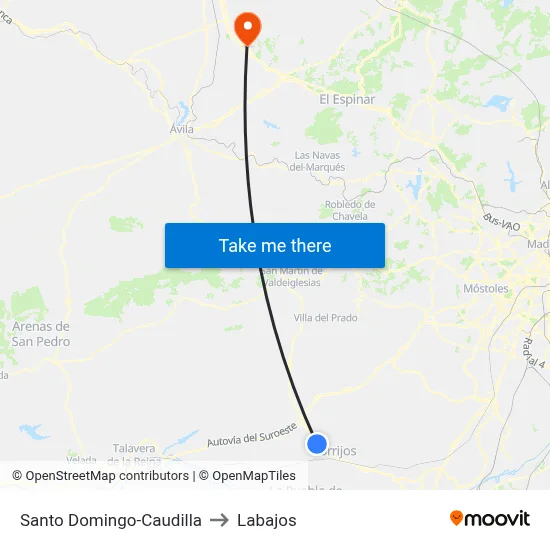 Santo Domingo-Caudilla to Labajos map
