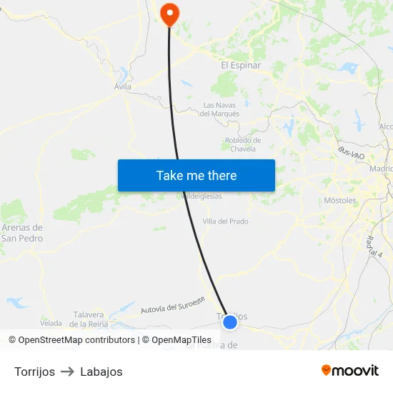 Torrijos to Labajos map