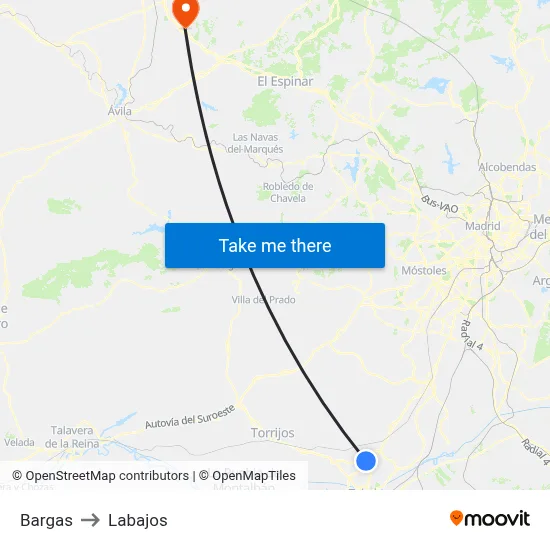 Bargas to Labajos map
