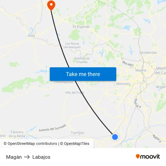 Magán to Labajos map