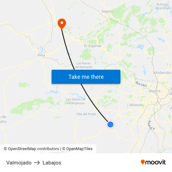 Valmojado to Labajos map