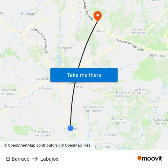 El Barraco to Labajos map