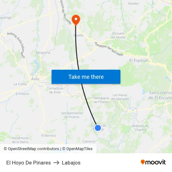 El Hoyo De Pinares to Labajos map