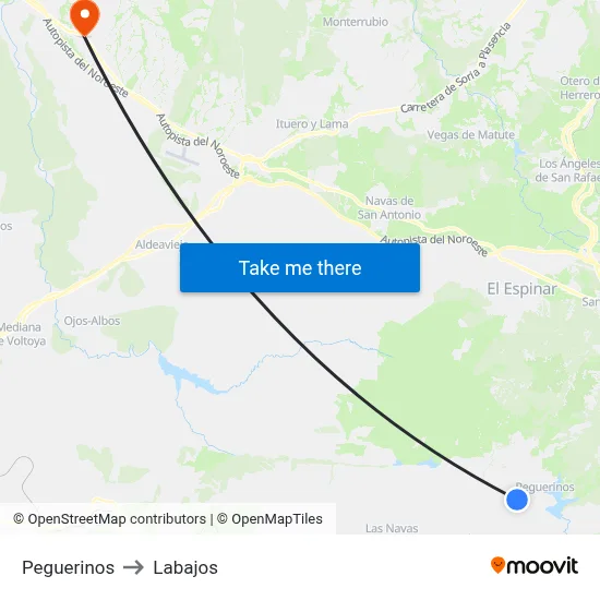 Peguerinos to Labajos map