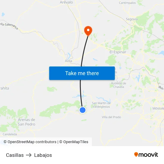 Casillas to Labajos map