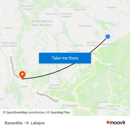 Basardilla to Labajos map