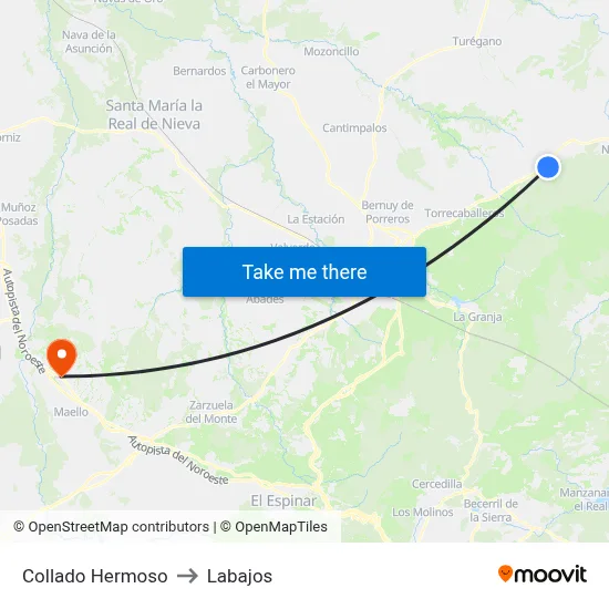 Collado Hermoso to Labajos map