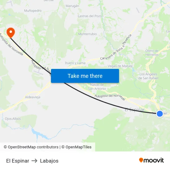 El Espinar to Labajos map