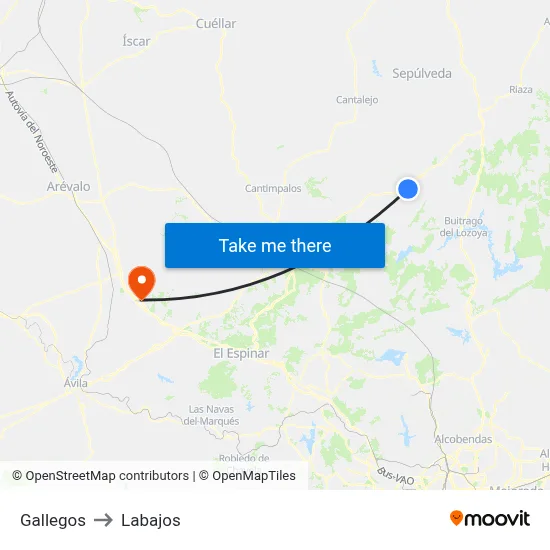 Gallegos to Labajos map