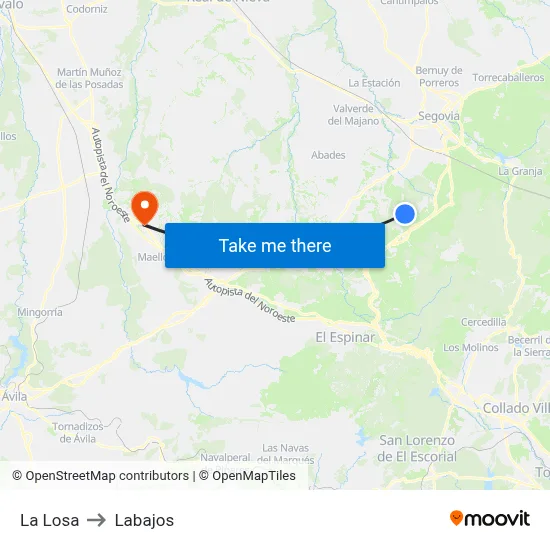 La Losa to Labajos map