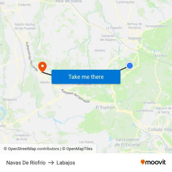 Navas De Riofrío to Labajos map