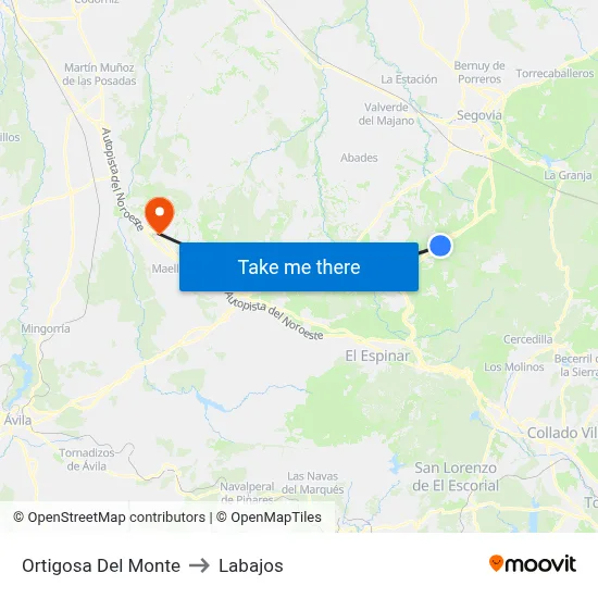 Ortigosa Del Monte to Labajos map