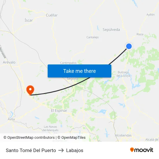Santo Tomé Del Puerto to Labajos map