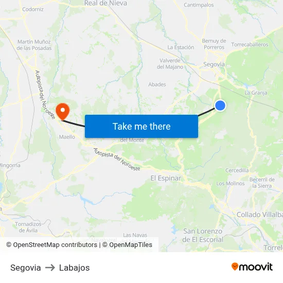 Segovia to Labajos map