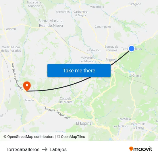 Torrecaballeros to Labajos map