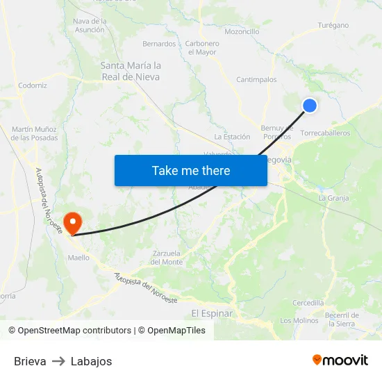 Brieva to Labajos map