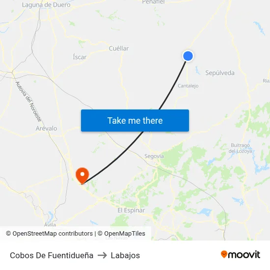 Cobos De Fuentidueña to Labajos map