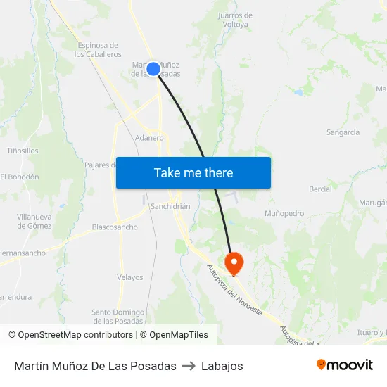 Martín Muñoz De Las Posadas to Labajos map