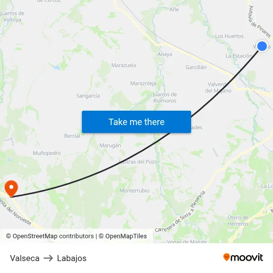 Valseca to Labajos map