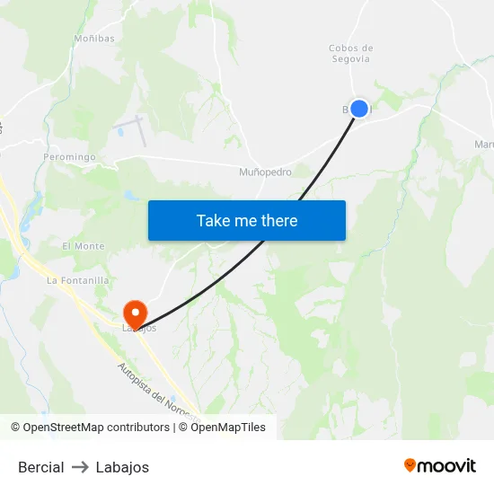 Bercial to Labajos map