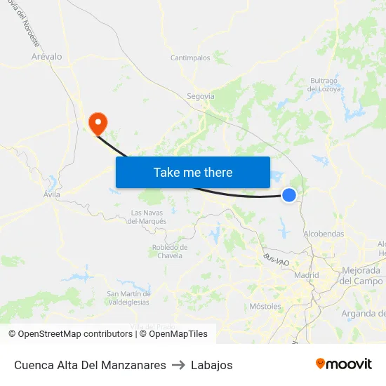 Cuenca Alta Del Manzanares to Labajos map
