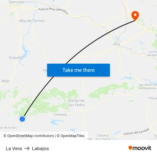 La Vera to Labajos map
