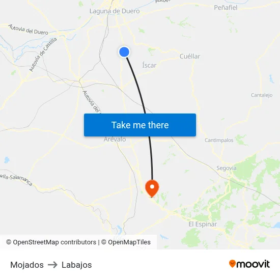 Mojados to Labajos map