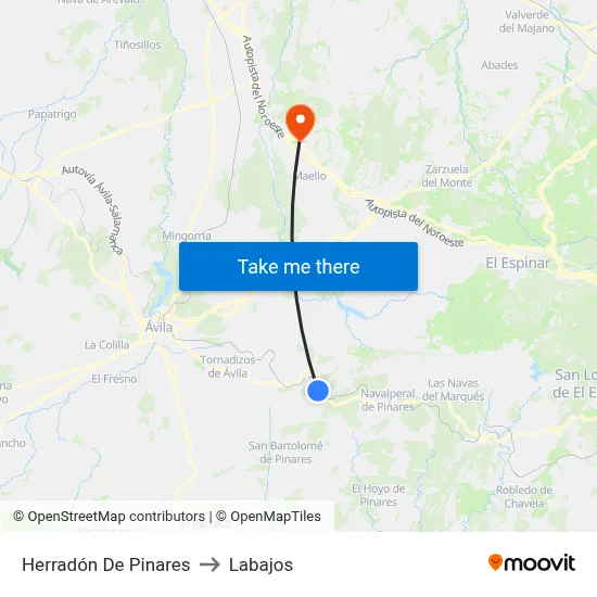 Herradón De Pinares to Labajos map